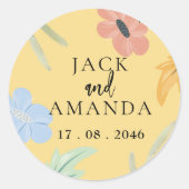 明るく楽しカラフルい結婚ステッカーとラベル ラウンドシール (正面)