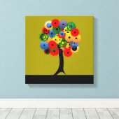 明るく機械的カラフルなギアツリー キャンバスプリント (インサイチュ (ウッドフロア))