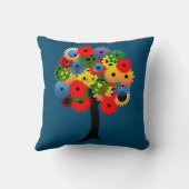 明るく機械的カラフルなギアツリー クッション (裏面)