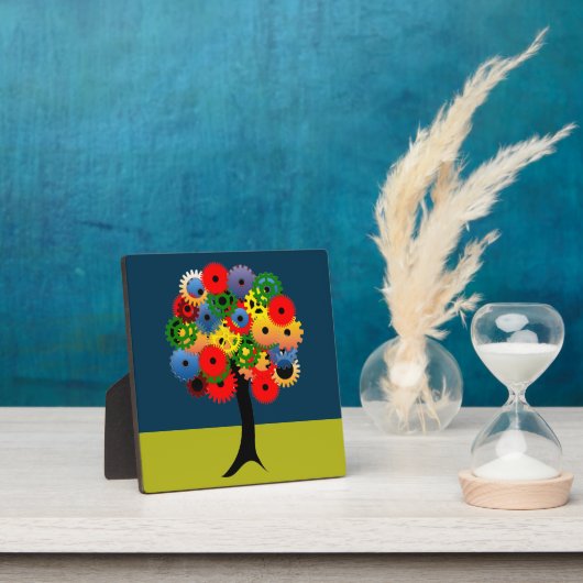 明るく機械的カラフルなギアツリー フォトプラーク (インサイチュ)