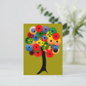 明るく機械的カラフルなギアツリー ポストカード (スタンド正面)