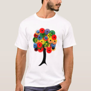 明るく機械的カラフルなギアツリー Tシャツ