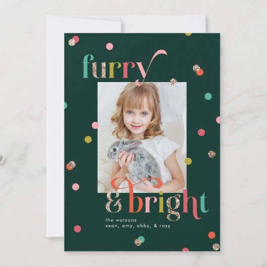 明るく毛皮の休日のフォトカード シーズンカード (正面)