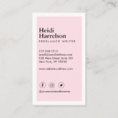 明るく水はっきりした色のフラワーライター、作家 名刺 (裏面)