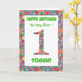 明るく泡立つ息子のための最初の誕生日カード カード (黄色い花)