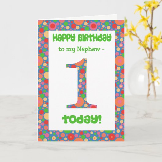 明るく泡立つ甥のための第1回誕生日カード カード (黄色い花)