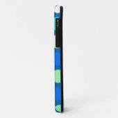 明るく涼しげな、モダンな青、白、緑のドット模様。 Case-Mate iPhoneケース (裏面/左)
