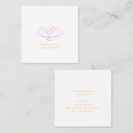 明るく清潔な正方形ロータスフラワービジネスカード スクエア名刺 (正面/裏面)