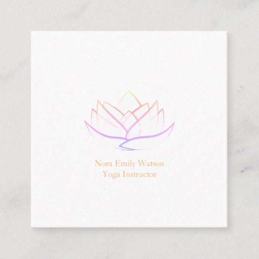 明るく清潔な正方形ロータスフラワービジネスカード スクエア名刺 (正面)