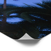 明るく照らされた月、ヤシの木のシルエット ポスター (角)