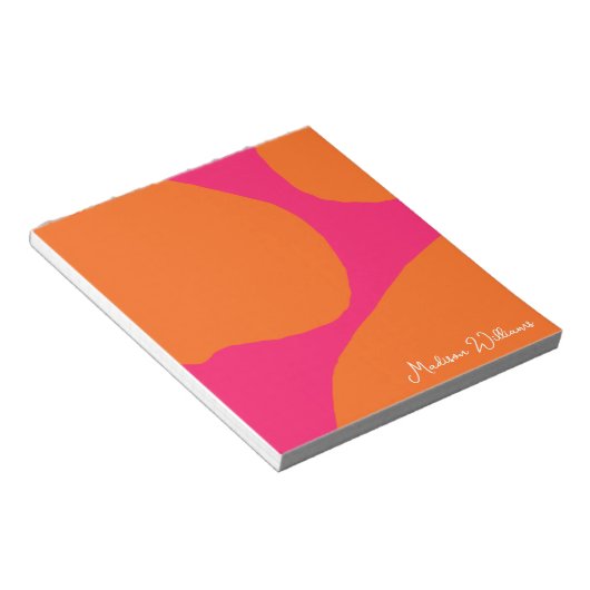 明るく熱はっきりしたいピンクとオレンジの抽象芸術 ノートパッド (アングル)