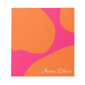 明るく熱はっきりしたいピンクとオレンジの抽象芸術 ノートパッド (正面)