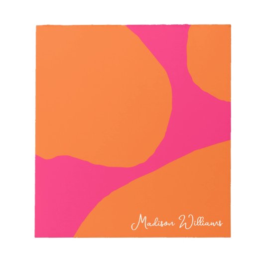 明るく熱はっきりしたいピンクとオレンジの抽象芸術 ノートパッド (正面)