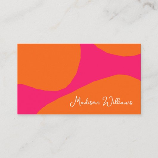 明るく熱はっきりしたいピンクとオレンジの抽象芸術 名刺 (正面)
