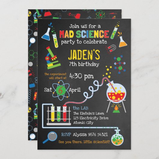 明るく男女兼用な気違い科学のパーティー 招待状 (正面/裏面)