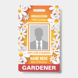 明るく白いデイジーオレンジID バッジ