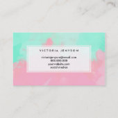 明るく真新しい緑のピンクの水彩画ブラシストローク 名刺 (裏面)