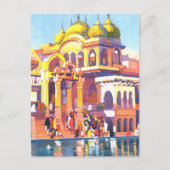 明るく着色されたヴィンテージインド ポストカード (正面)