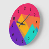 明るく着色された幾何学的な三角形およびピラミッド ラージ壁時計 (傾斜)