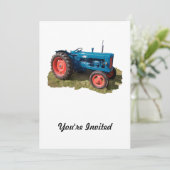 明るく着色された旧式なヴィンテージトラクター及び分野 招待状 (スタンド正面)