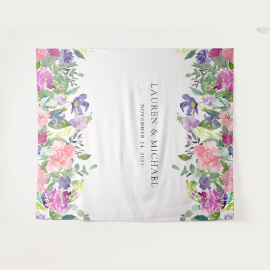 明るく着色された花柄|の写真ブースの支柱 タペストリー (正面(横))