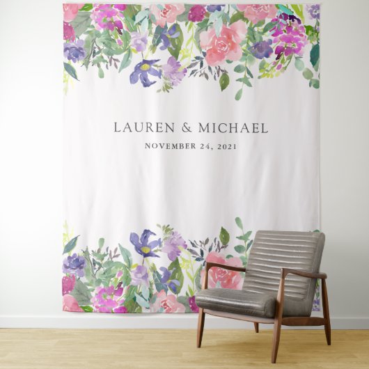 明るく着色された花柄|の写真ブースの支柱 タペストリー (インサイチュ)