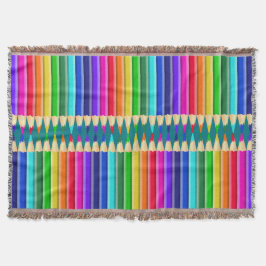 明るく着色された虹の鉛筆、クレヨン スローブランケット