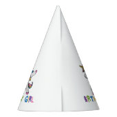 明るく着色された軽く押えるユニコーンの誕生日の女の子 パーティーハット (裏面)