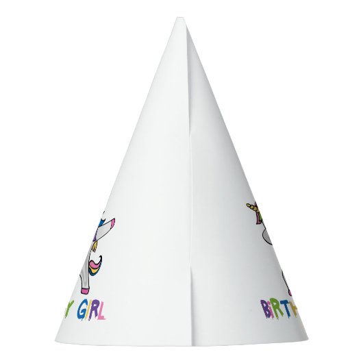 明るく着色された軽く押えるユニコーンの誕生日の女の子 パーティーハット (裏面)