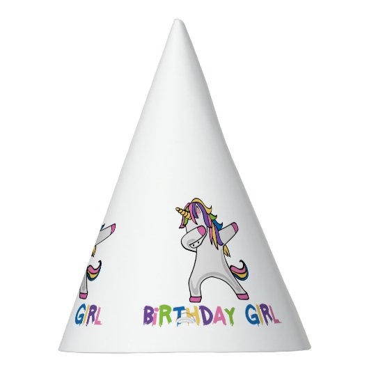 明るく着色された軽く押えるユニコーンの誕生日の女の子 パーティーハット (右)