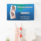 明るく累進的で青い写真テンプレート 横断幕 (インサイチュ)