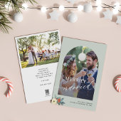 明るく結婚したシンプルなミニマリストの2枚の写真のウェディング シーズンカード