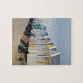 明るく絵を描かれたビーチ小屋 ジグソーパズル (横)