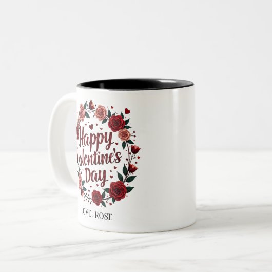明るく美しいハッピーバレンタインデー ツートーンマグカップ (正面左)