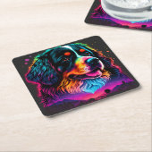 明るく美しいベルネーズマウンテンドッグ スクエアペーパーコースター (アングル)