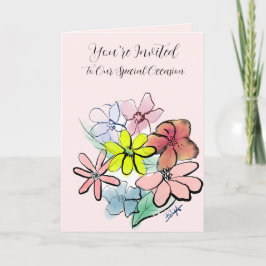 明るく花のグラフィックかわいらしをカスタマイズする 招待状