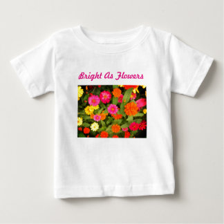 明るく花ピンクの幼児ラッフルティー ベビーTシャツ