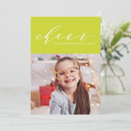 明るく華やかなクリスマスの1枚の写真 シーズンカード (スタンド正面)