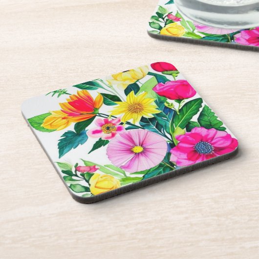 明るく華やかな花 コースター (左側)