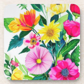 明るく華やかな花 コースター (正面)