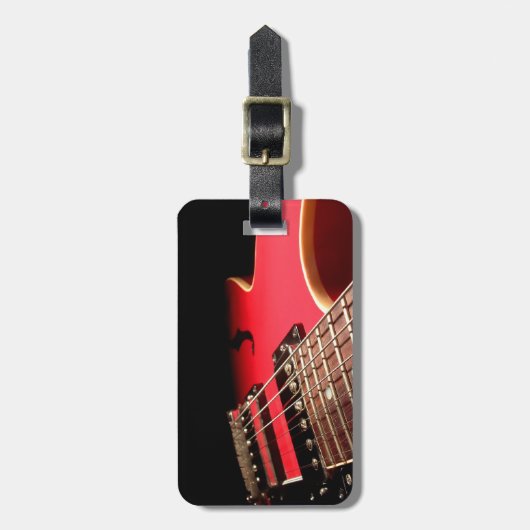 明るく赤いエレキギターの写真 ラゲッジタグ (正面縦)