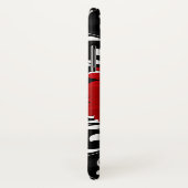 明るく赤いガーベラのデイジーのかわいらしく黒いモノグラム Case-Mate iPhoneケース (裏面/右)