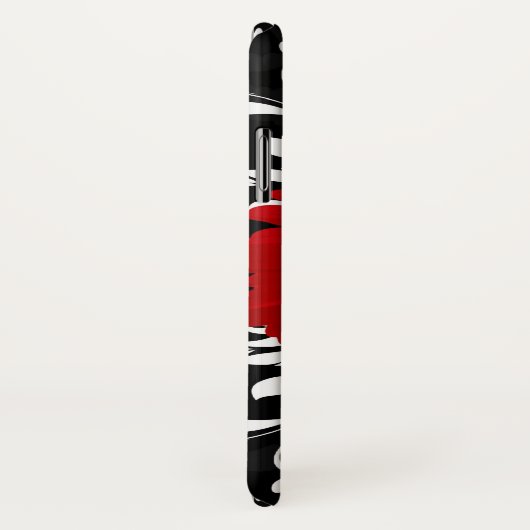 明るく赤いガーベラのデイジーのかわいらしく黒いモノグラム Case-Mate iPhoneケース (裏面/右)