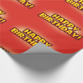 明るく赤いハッピーバースデーの挨拶のギフト用包装紙 ラッピングペーパー (角)