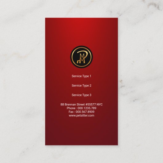 明るく赤いペット乳母のかわいいくま家族 名刺 (裏面)