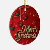 明るく赤いメリークリスマス セラミックオーナメント (右)