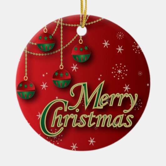 明るく赤いメリークリスマス セラミックオーナメント (正面)