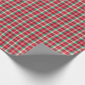 明るく赤いヴィンテージのクリスマスの格子縞 ラッピングペーパー (角)