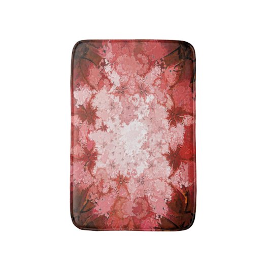 明るく赤い万華鏡のように千変万化するパターンの抽象芸術のフラクタルパターン バスマット (正面縦)