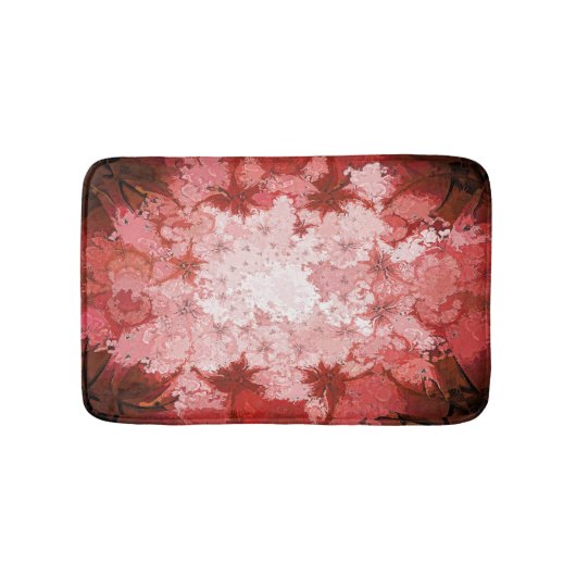 明るく赤い万華鏡のように千変万化するパターンの抽象芸術のフラクタルパターン バスマット (正面)